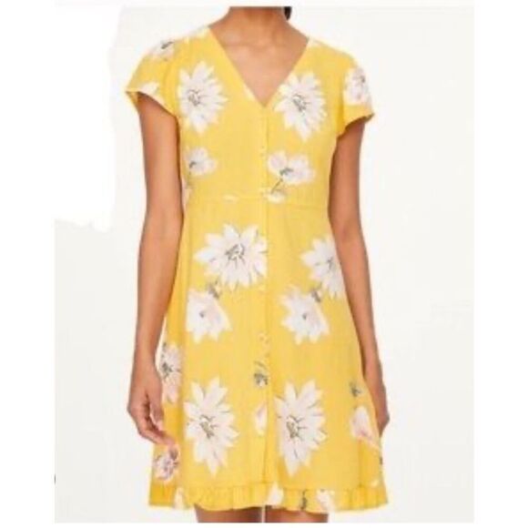 LOFT Yellow Floral Dress - Picture 1 of 10